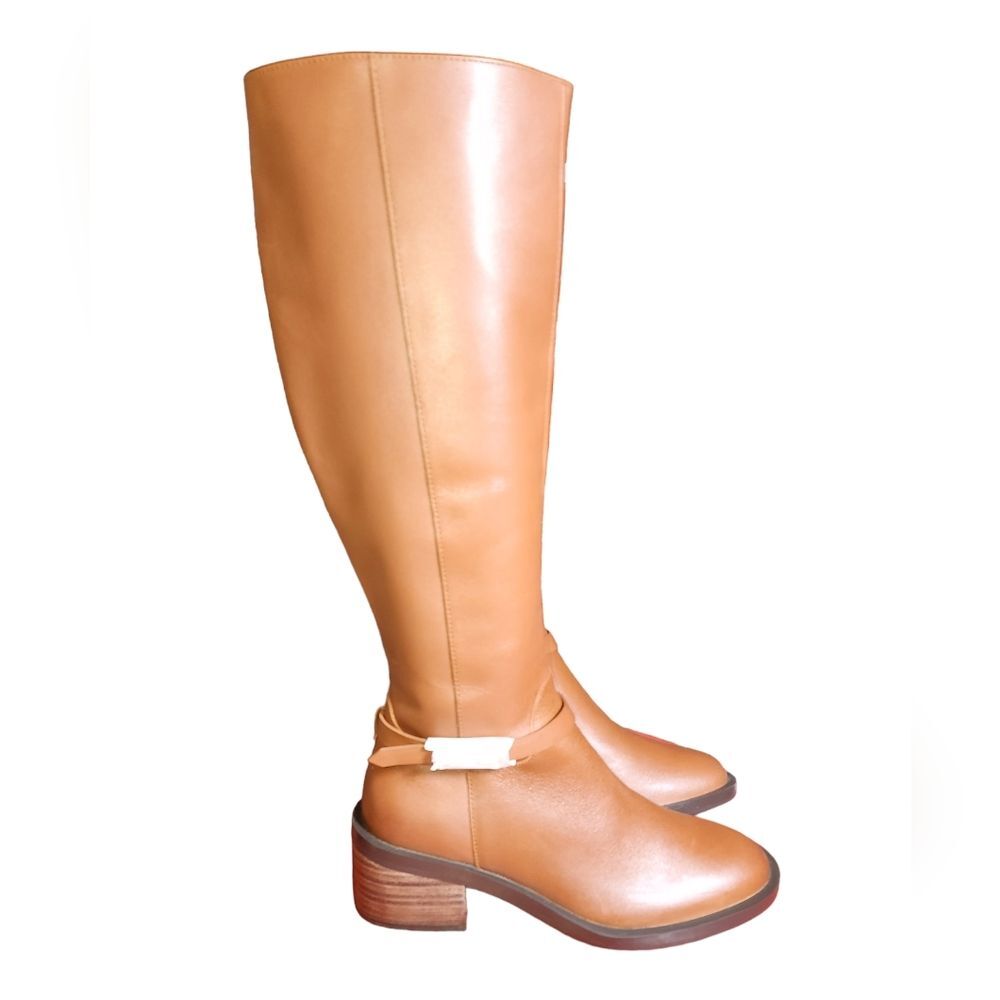 Linea Paolo NWOT Kamile Cognac Brown Block Heel‎ Knee High Riding Boots Size 6